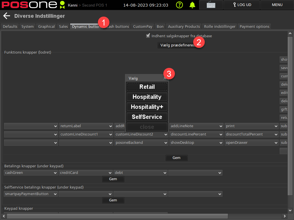 Dynamic buttons - Opsætning af standard salgsknapper – POS ONE A/S
